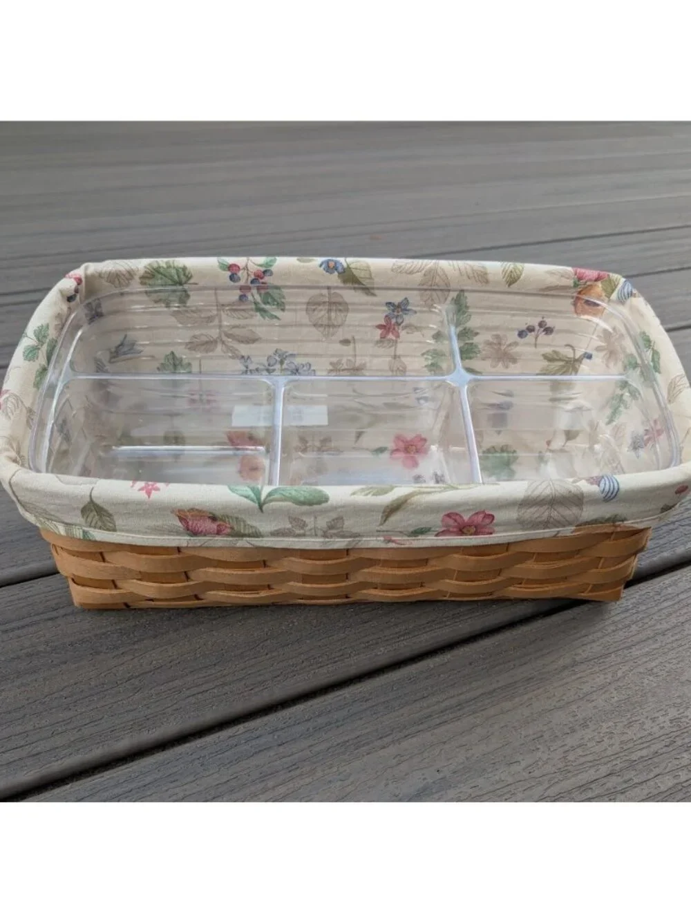 Longaberger 2003 Vanity Basket w/ 2 Plastic Protectors & Botanical Fields Liner